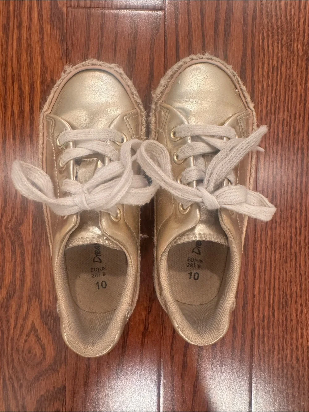Kids Metallic Gold Lace-Up Sneakers